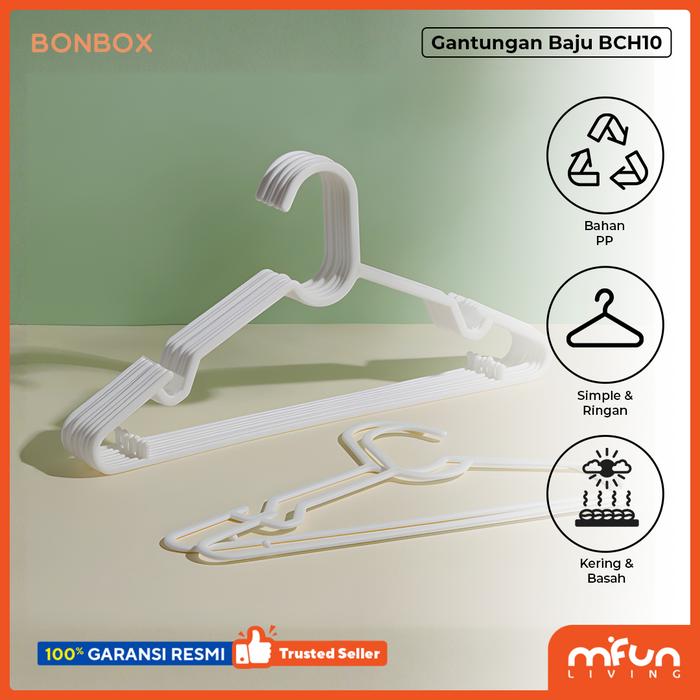 Gambar BONBOX Gantungan Baju 10 pcs Bahan PP BCH10 dari MiFun Living Kota Denpasar Tokopedia