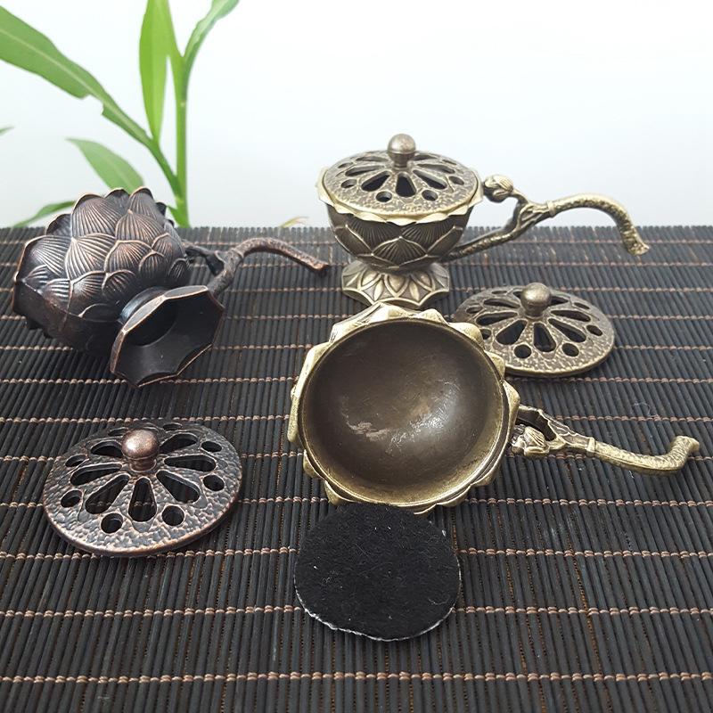 Product Introduction of Pembakar Kemenyan Teratai Pegang Tangan, Reka Bentuk Kreatif, Bahan Loyang Retro, Pemegang Pemegang Cendana, Sesuai untuk Rumah, Meditasi Yoga, Hiasan 23