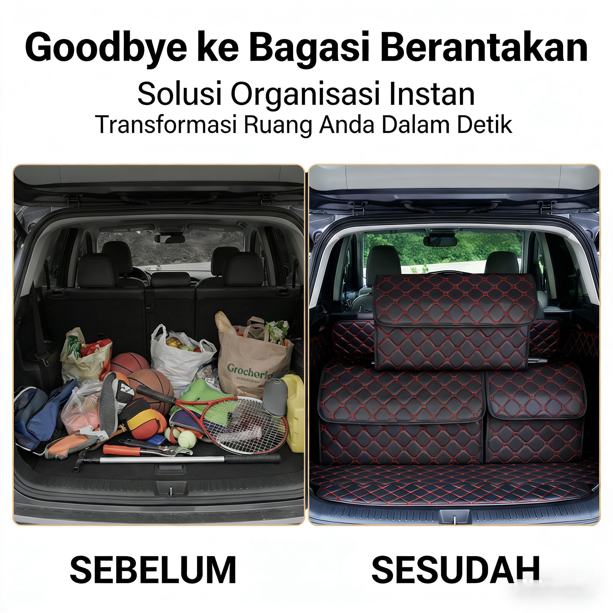 AutoGlide Bagasi Lipat Berbahan Kulit Untuk Mobil Box Penyimpanan Bagasi Box Penyimpanan Mobil Box Penyimpanan Multifungsi Lipat Box Penyimpanan Bagasi Belakang Aksesori Mobil