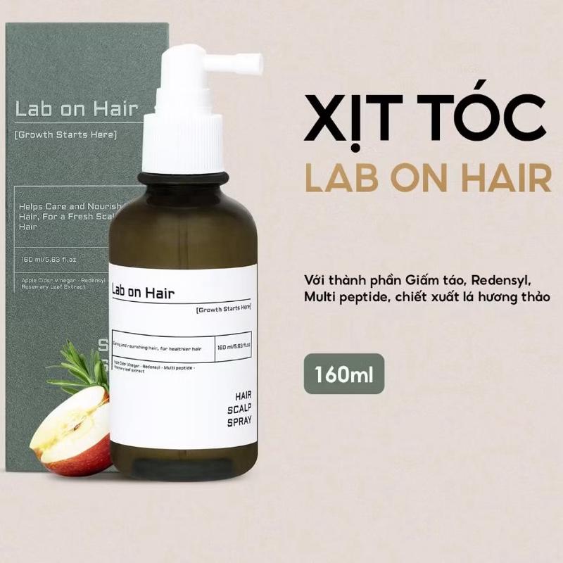 Xịt dưỡng hỗ trợ mọctóc Lab on Hair với giấm táo, Redensyl, Multi peptide, chiết xuất lá hương thảo dầu gội