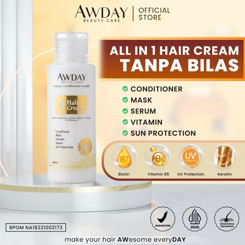 FYC - CONDITIONER / HAIRCREAM AWDAY ALL IN ONE TANPA BILAS Shampoo Haircare