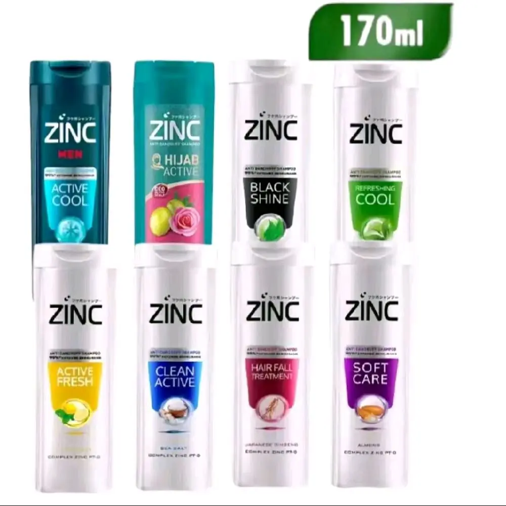 Zinc Shampo Mengatasi Rambut Rusak dan Rontok Hitam Berkilau 170ml - Haircare Penebal Ketombe Shampoo Pemanjang Menumbuhkan