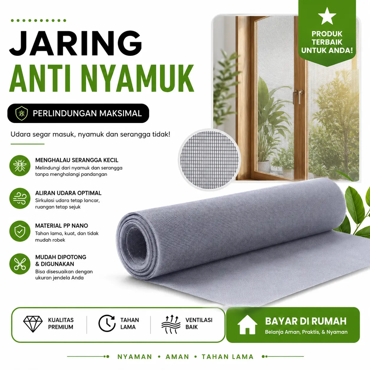 COD - Jaring Kasa Serangga Jaring Nyamuk Ultra Halus Jendela Ventilasi Mosquito Net PP Nano 1x1M