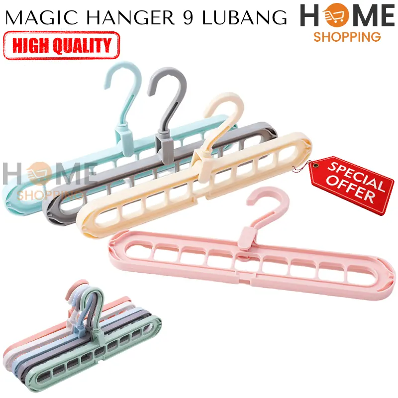 [HS] MAGIC HANGER 9 LUBANG / HANGER BAJU LEMARI / GANTUNGAN HANGER SERBAGUNA / MAGIC HANGER 9 IN 1