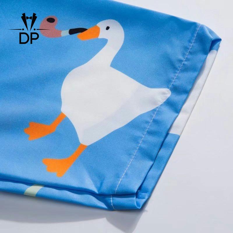 Product Introduction of Men Duck Print Short Sleeved Shirt Korean Version Of Fashionable  Unisex Harajuku Style Simple Top Loose Half Sleeved Shirt Men Large Size Shirt Tide Clothes 27