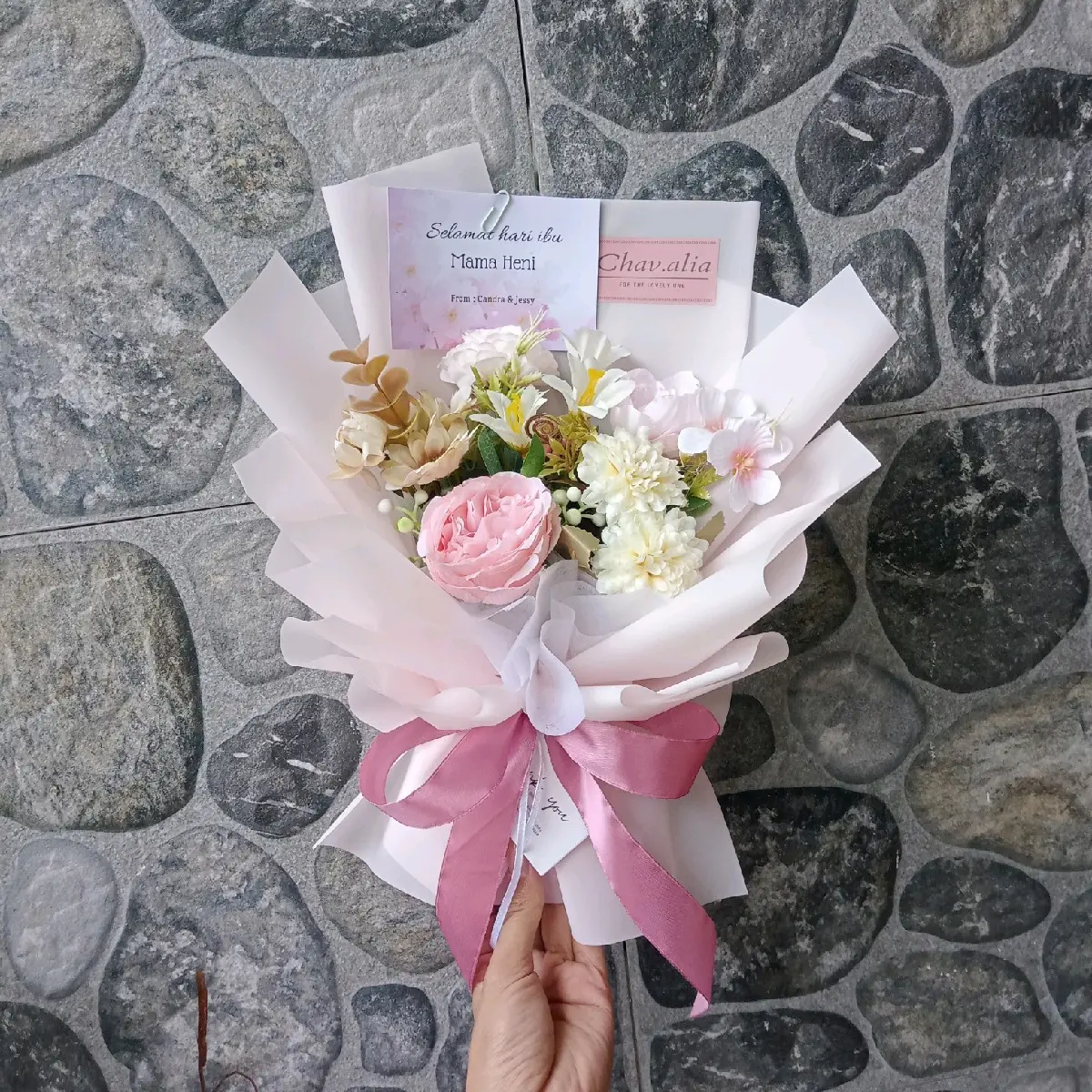 bucket bunga artificial pinky