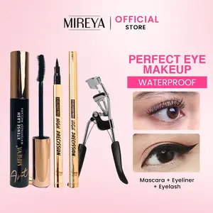 [3in1] Mireya The Art Perfect Eye Cosmetic Set - Mascara + Eyeliner + Eyelash - Kosmetik Make Up Waterproof Tahan 24 Jam Penjepit Bulu Mata Pelentik