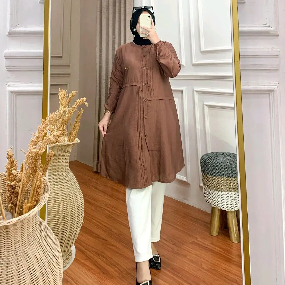 Rafa tunik polo linen atasan cocok untuk kampus dan daily full kancing aktif