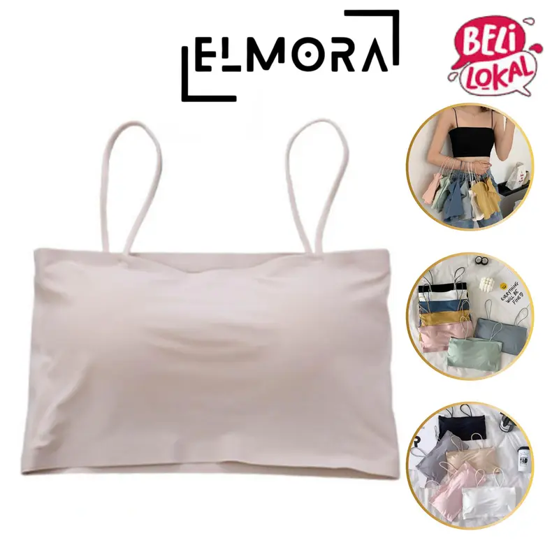 Elmoragallery BR734 Bra Bh Wanita Dewasa Model Seamless Bahan Ice Silk Fashion Korea Cantik Kemben Crop Top Tank Atasan Busa Basic Cewek Simple 0