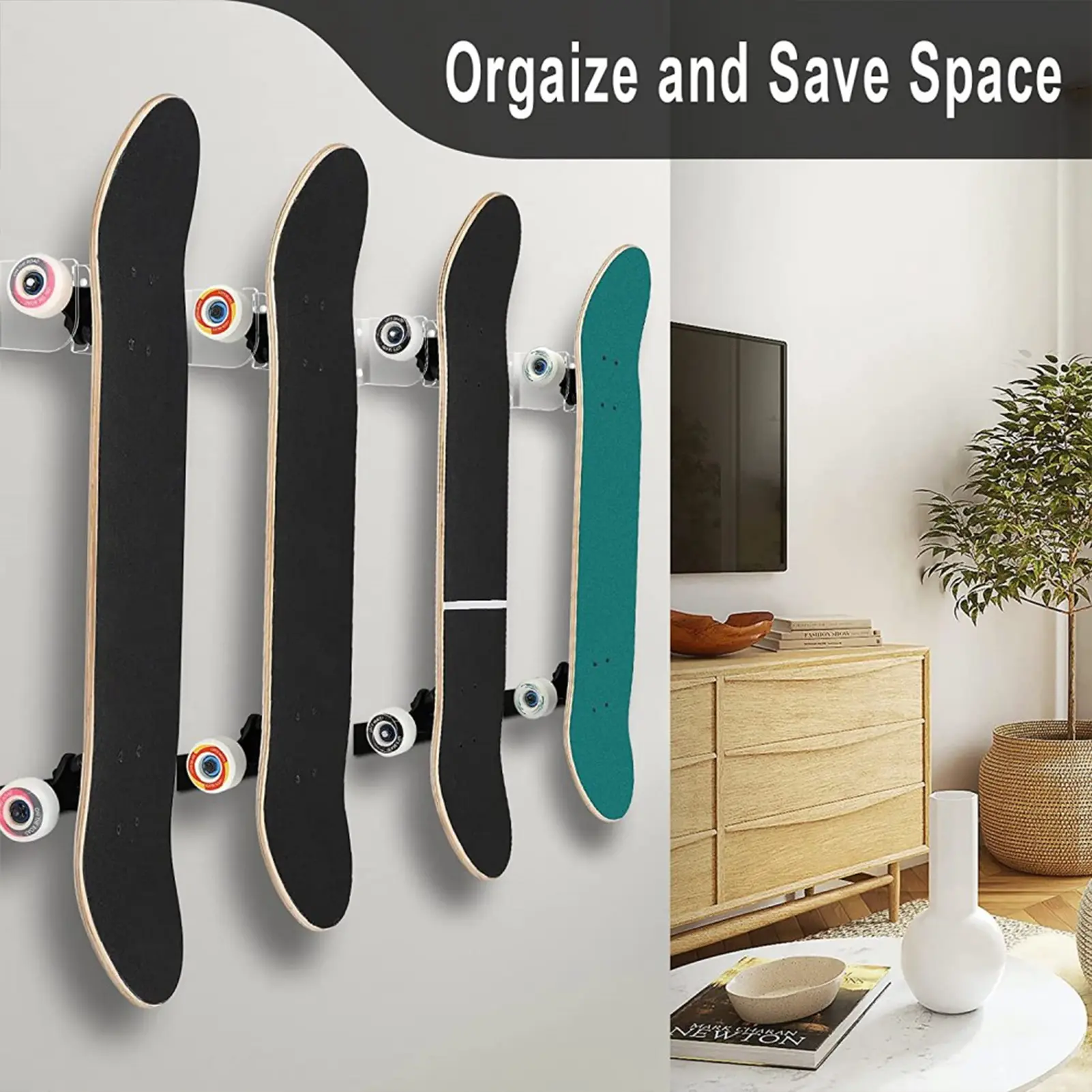 Giá Để Đồ Ván Trượt, Qoucker, Cho Ván Trượt Và Longboard, Gắn Tường