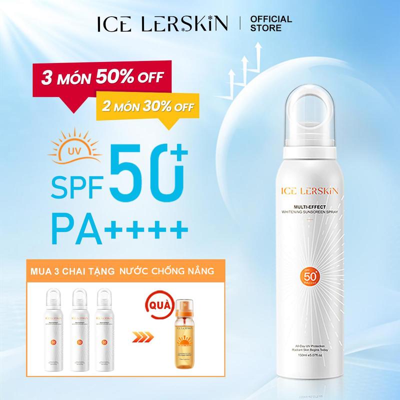 【Mua 3 Tặng 1】ICE LERSKIN Xịt Chống Nắng 150ML*3 + NƯỚC CHỐNG NẮNG 90ML, SPF50+