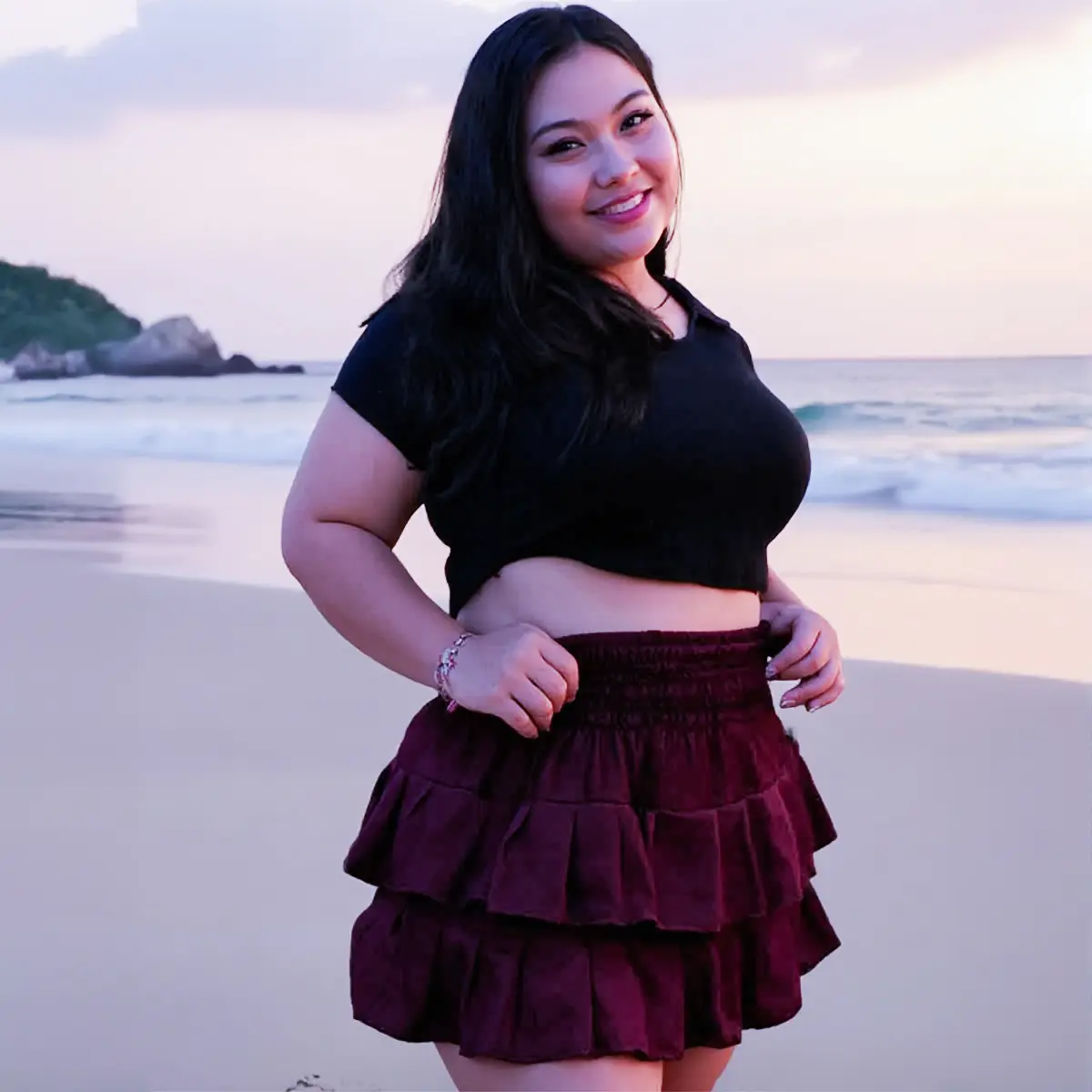 Rok dance wanita tumpuk motif bawahan Dewasa Pendek