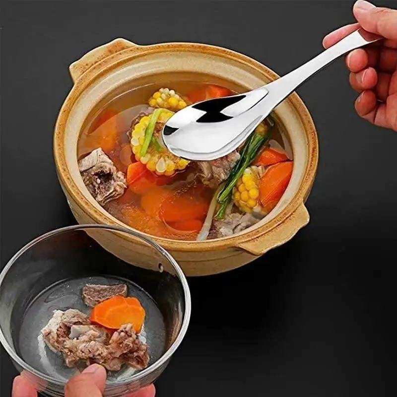 Set 5 Thìa muỗng inox kiểu dáng tròn, lòng sâu làm muỗng canh, muỗng ăn soup 5