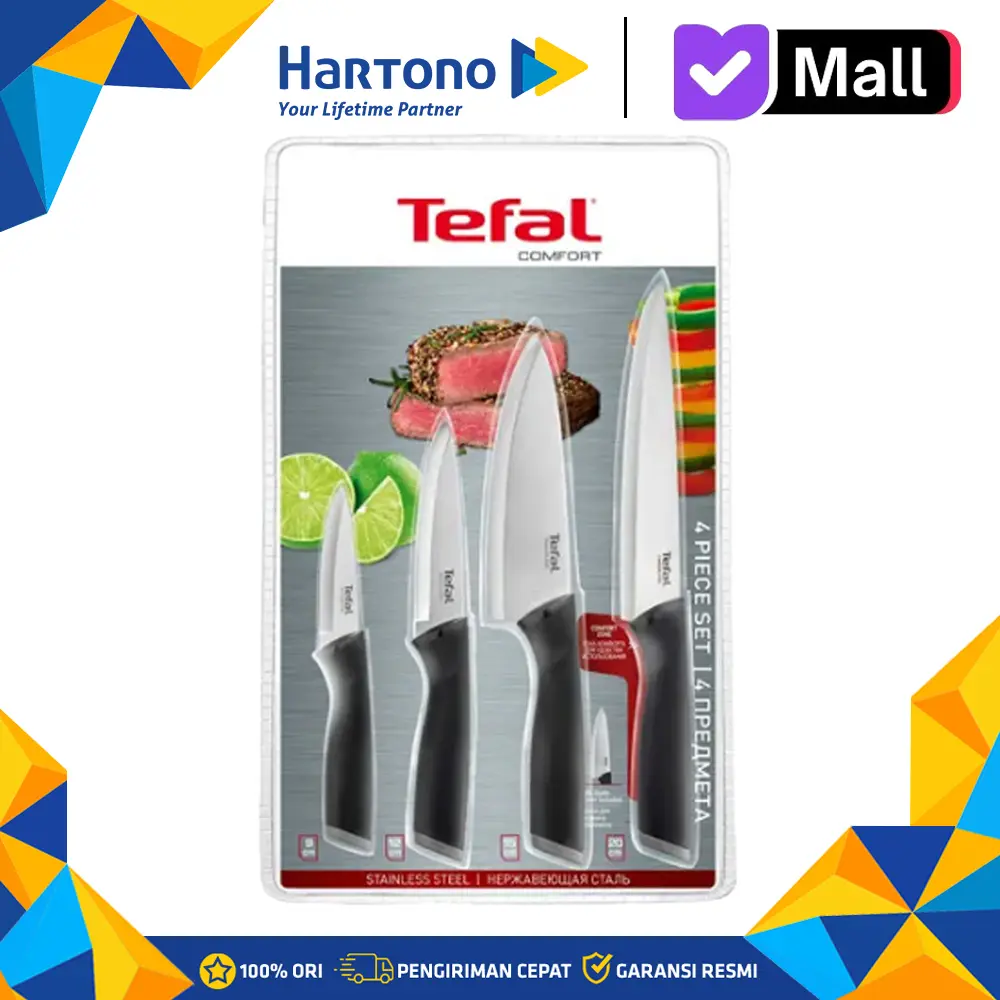 Tefal Pisau Set Comfort Set 4 Knives+Cover K221S475