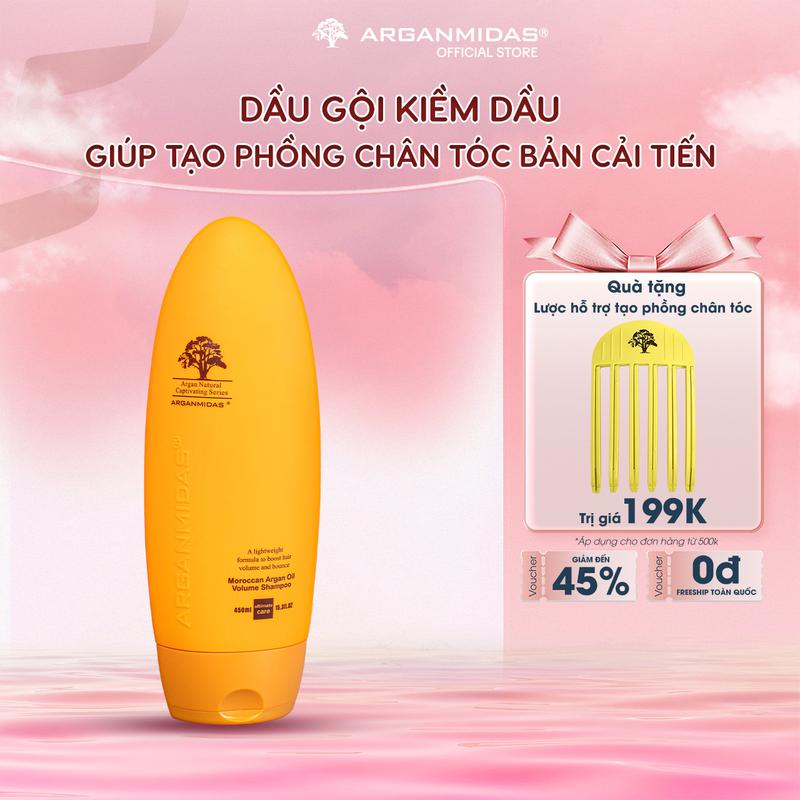Dầu Gội Kiềm Dầu Tạo Phồng Phiên Bản Nâng Cấp Arganmidas, Dầu Gội Phồng Tóc Chuẩn Salon 450ml