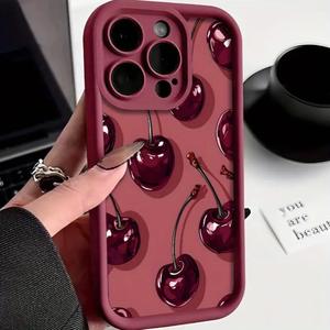 Funda para celular Sexy Wine Cherry Graffiti, Diseño Creativo Compatible con Múltiples iPhone iPhone11/12/16/16Promax/16pro/16plus/13/14/15/15pro/15 Plus/15 Promax/7plus/8plus/X/Xs, Cubierta Protectora Estilosa