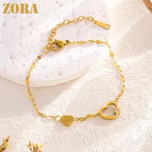 ZORA Aksesoris Fashion Jewelry Gelang Wanita Gelang Tangan Bracelets Zircon Berlian Imitasi Cinta Wanita Mudah Bekarat Gelang Titanium Bangle Anti Karat Anti Luntur S156