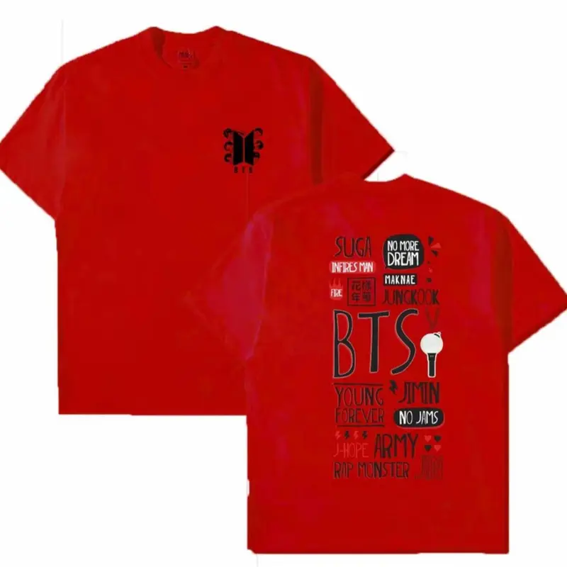 Kaos Bangtan Logo bts belakang sablon member Jungkook Jimin Suga Atasan Wanita & Pria Kaos Katun 2