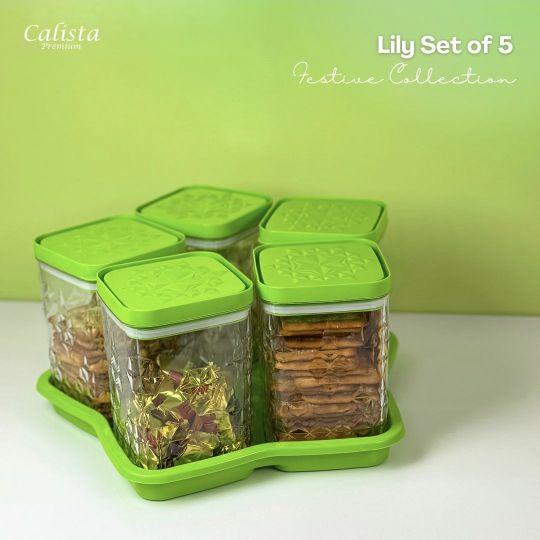 Calista Toples Lily Set of 6 Toples Kue Kering Kedap Udara Toples Kue Lebaran Set Dengan Nampan Calista Toples Lily Set of 6 Toples Kue Kering Kedap Udara Toples Kue Lebaran Set Dengan Nampan