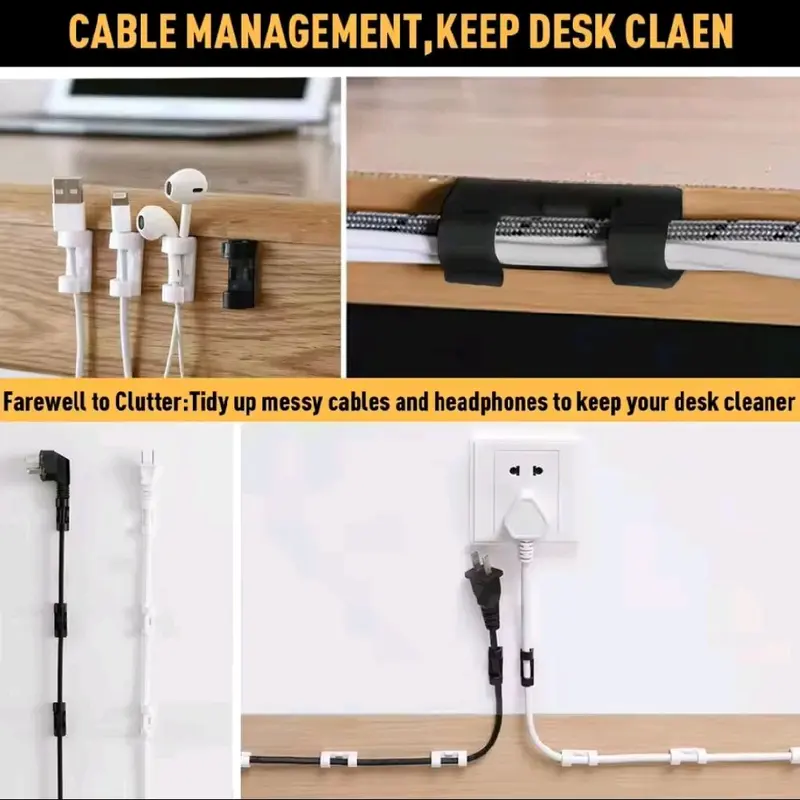 20PCS Klip Kabel Organizer Cable Tempel Dinding Meja Kursi Kayu Penjepit Kaber 3