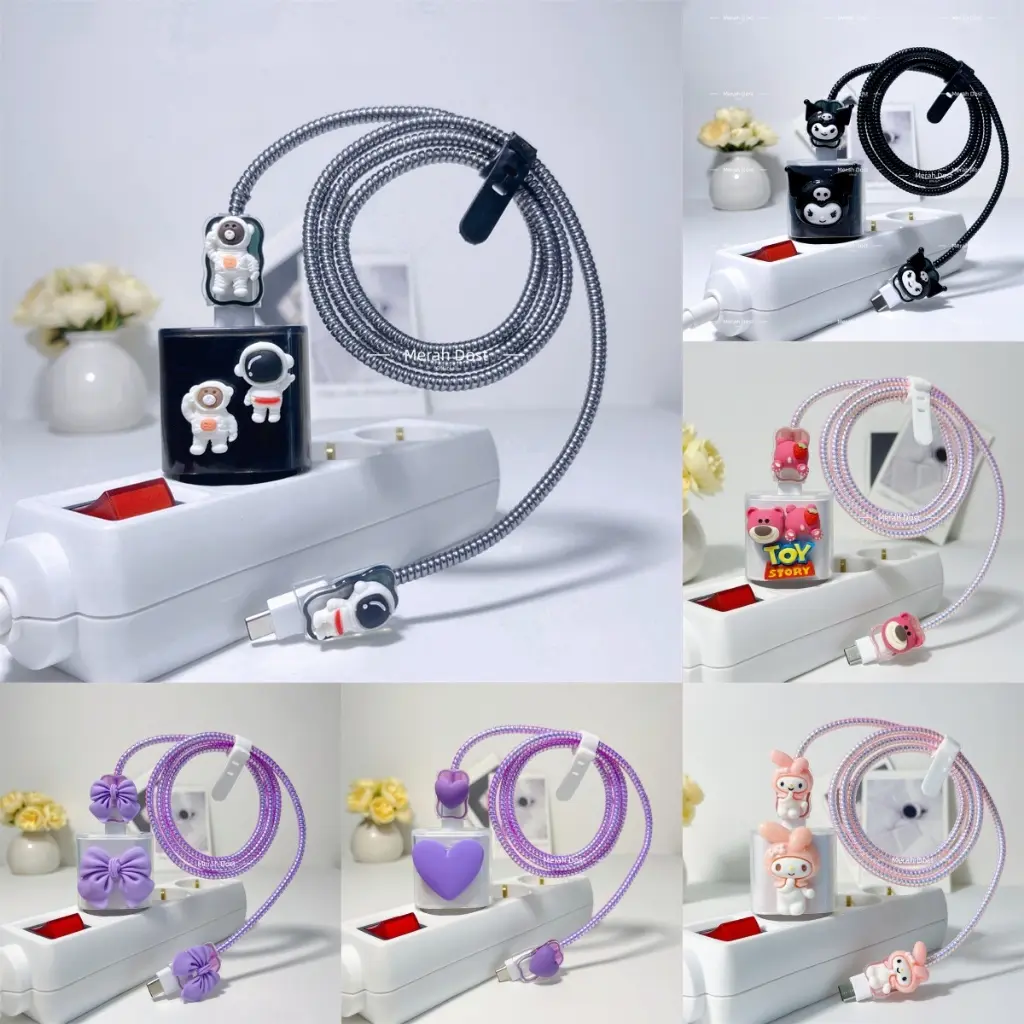 WH -  Pelindung Kabel Carger Samsung 25w Pelindung Adaptor Pelindung Kepala Carger Pelindung Kabel Charger Case Charger Motif Bervariasi