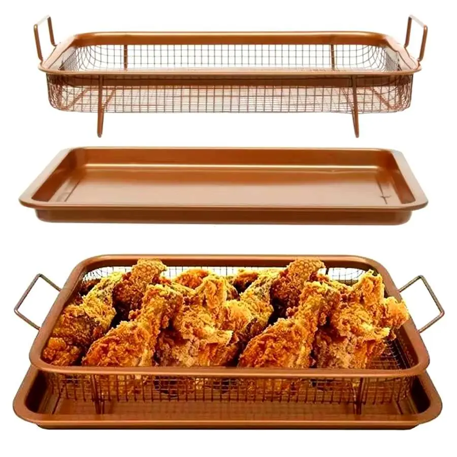 Nexxio Cooper Crisper Tray Baking Oven Tray Peniris Minyak Cooling Rack Baking Tray Multifungsi Pemangang Oven Tebal Nampan Peniris Minyak Serbaguna
