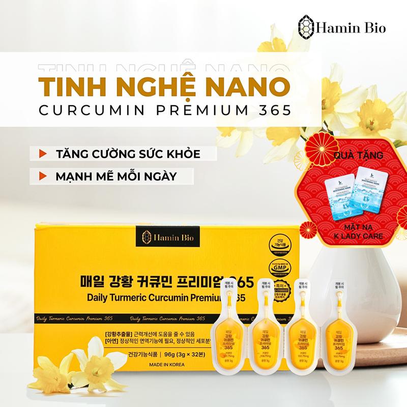 ( Tặng 02 nạ K Lady Care ) Tinh Nghệ Nano Curcumin Hamin Bio 365 Premium Hàn Quốc ( Hộp 32 tép )- Hỗ Trợ Tăng Cường Sức Khỏe