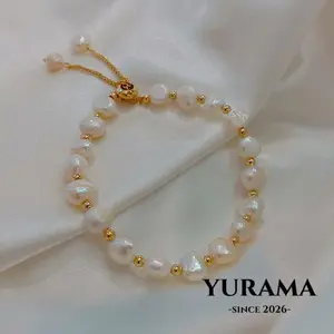 [Yurama] Gelang Wanita Mutiara Bentuk Tidak Beraturan Bisa Ditarik Dan Diatur A329