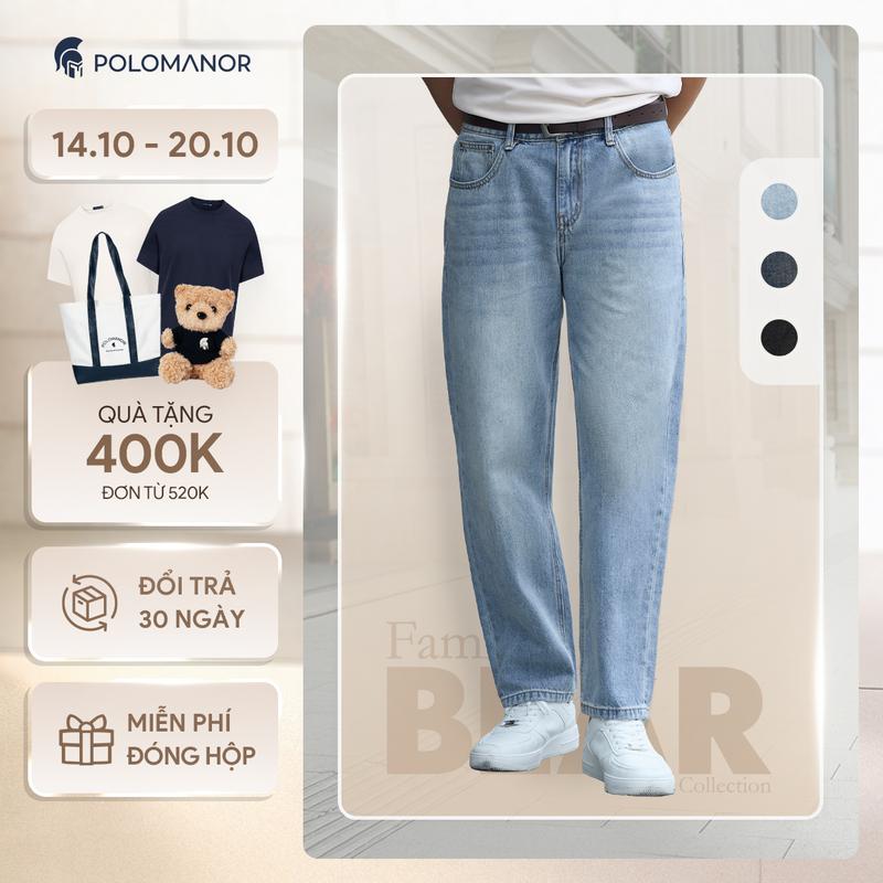 Quần jean nam ống rộng POLOMANOR, BST THE REAL JEANS, form Straight thoải mái, dễ mặc dễ phối