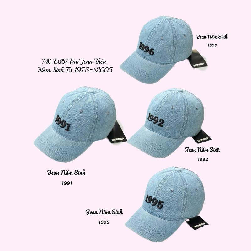  Mũ lưỡi trai jean cao cấp thêu năm sinh từ 1975=>2005 ! Nón kết korea free size  phù hợp mọi lứa tuổi  khoá thép không rỉ  phom ôm đầu  mẫu mới 2025 
