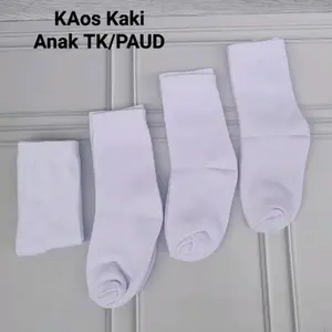 6 Pasang Kaos Kaki Anak TK Paud Putih Polos Fashion Sekolah 3-6 Tahun