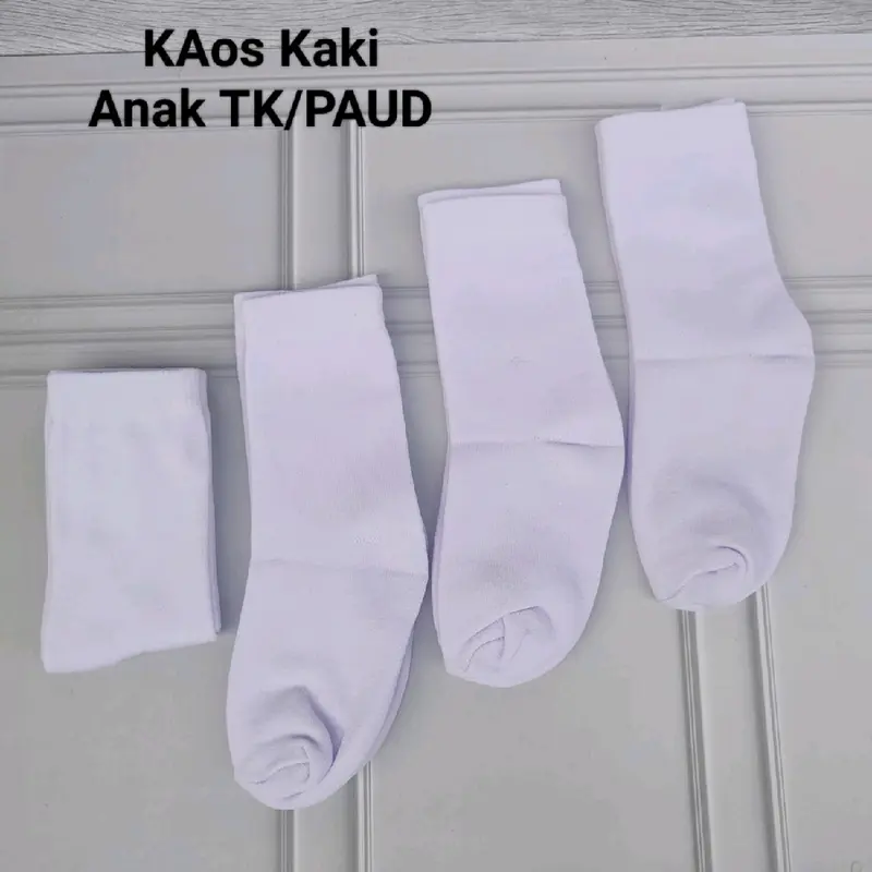 6 Pasang Kaos Kaki Anak TK Paud Putih Polos Fashion Sekolah 3-6 Tahun 0