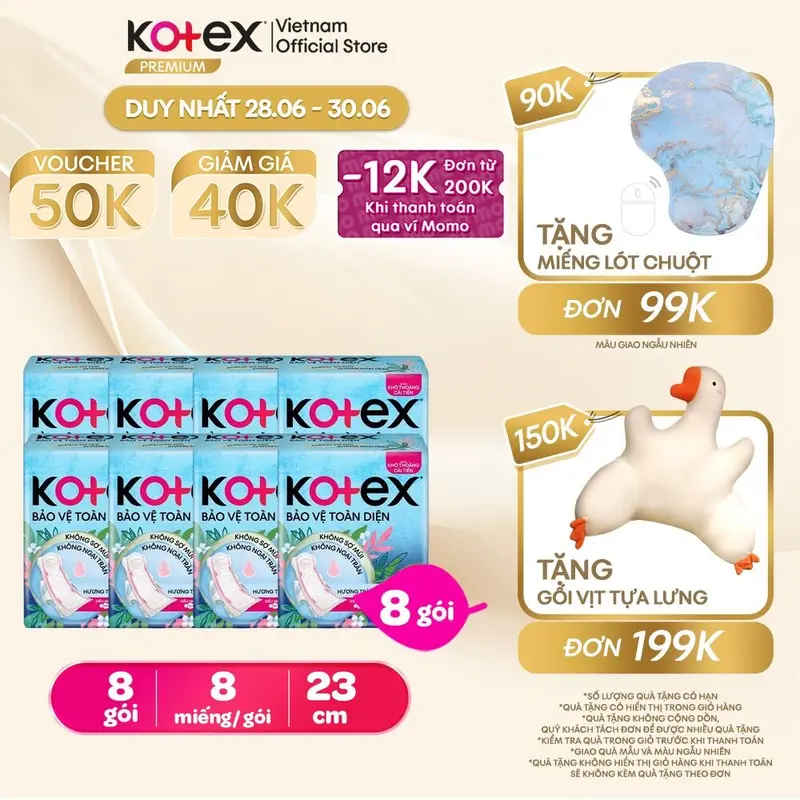 [Creator] Lốc 8 Gói băng vệ sinh Kotex Hỗ trợ Bảo Vệ 23cm Siêu Mỏng Cánh 8 miếng/ gói 0