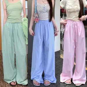 CITY PANTS | Celana Panjang Wanita Kekinian Motif Garis | Kulot Stripe Loose Fit Korean Style untuk Kantor, Kuliah & Hangout – Bahan Lembut, Nyaman & Stylish