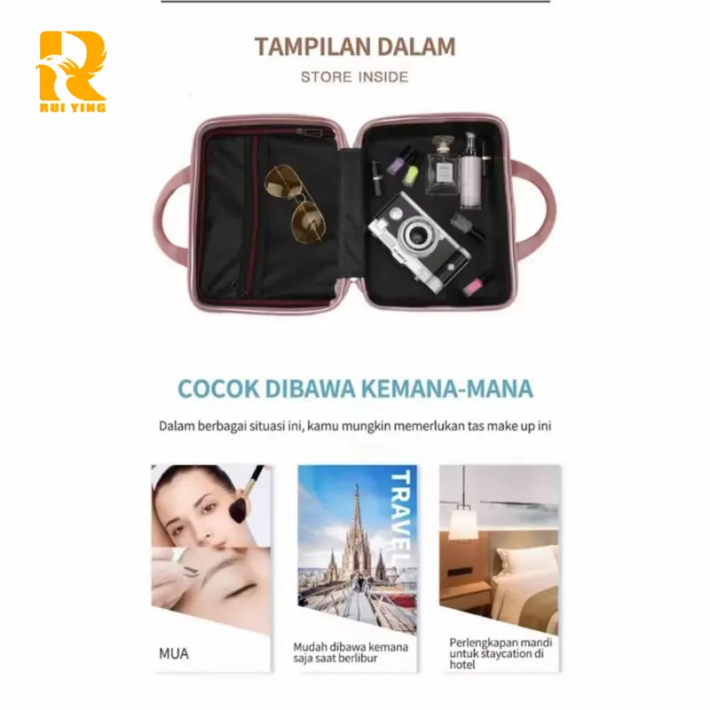 【RUIYING66 Koper.club】A916 Koper murah, tas kosmetik portabel, modis, tas penyimpanan perjalanan, koper untuk gadis, perlengkapan perjalanan wajib, ukuran 12/14/inci. tas make up koper mini lucu Kabin pouch  kosmetik Kantong 6