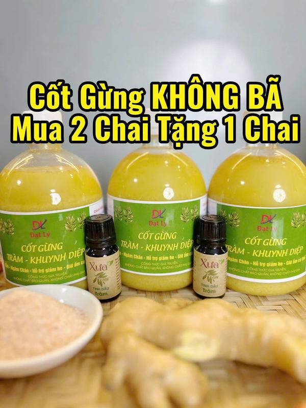 KHÔNG BÃ Combo 2 Tặng Thêm 1 Cốt Gừng KHÔNG BÃ ĐẠT LÝ 500ml Dùng Pha Tắm Ngâm Chân Giữ Ấm Cơ Thể Cho Mẹ Và Bé