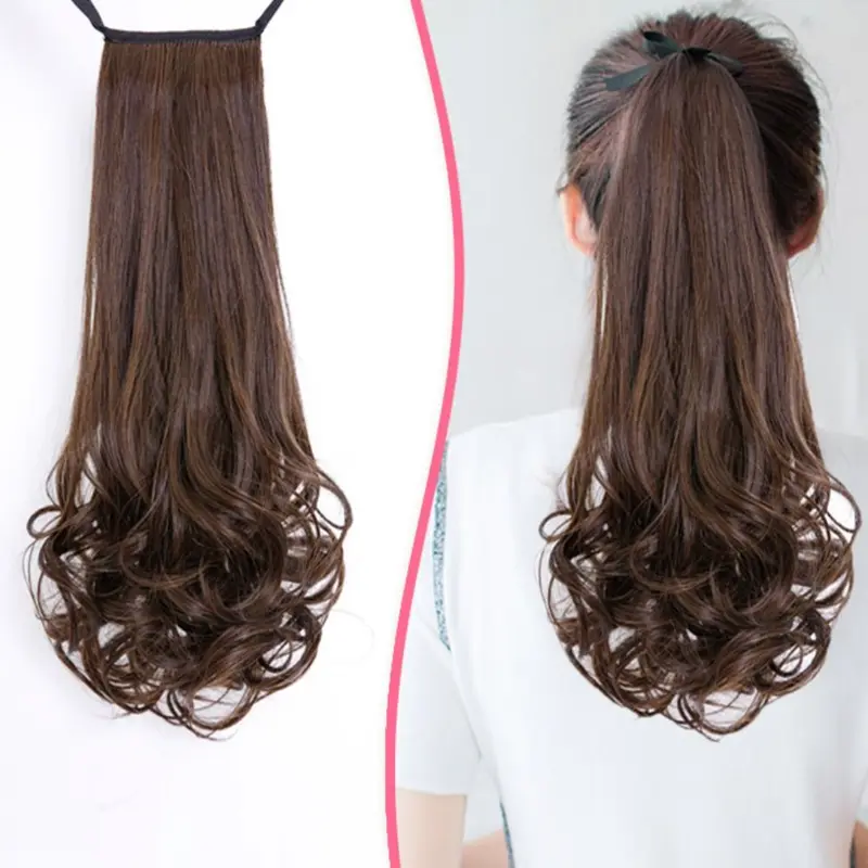 Thời Trang Dự Tiệc Mềm Mại Cho Nữ, Tóc Giả Lông Mịn Vô Hình Cho Nữ, Buộc Vào Đuôi Tóc, Sợi Chịu Nhiệt, Nối Tóc Đuôi Ngựa, Tóc Đuôi Ngựa Dài Gợn Sóng, Tóc Đuôi Ngựa Xoăn Tổng Hợp 5