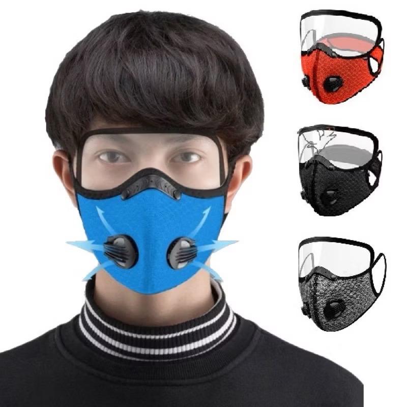 Khẩu Trang Vải Kháng Khuẩn Có Van Thở Kèm Kính Chống Giọt Bắn,Chống Bụi,Chống Tia Uv Kính Có Thể Tháo Rời