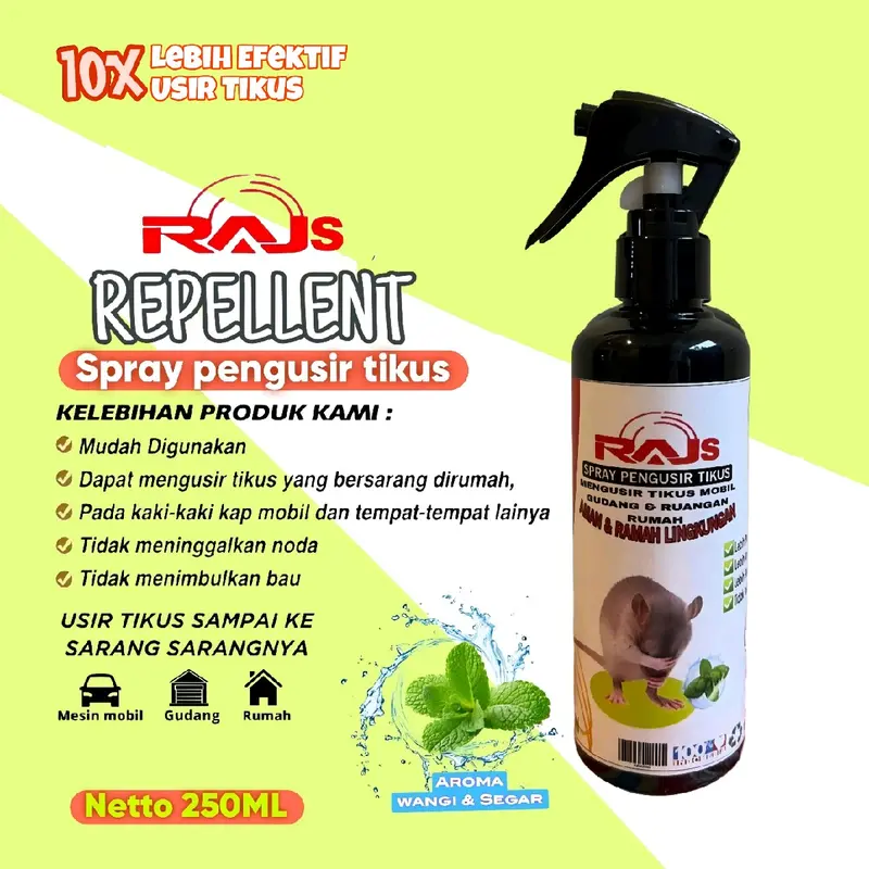 Rajs Spray pengusir tikus ramah lingkungan rajs pengusir tikus atasi tikus di semua ruangan netto 250ml 0