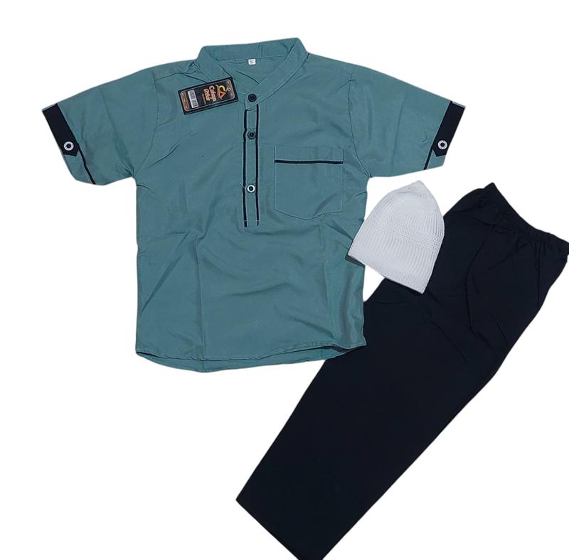 Product Introduction of Setelan Baju Koko Anak Muslim Laki Laki Usia 2-8 Th Kurta Bahan Catun Lembut Dan Nyaman Putih Kombinasi 64