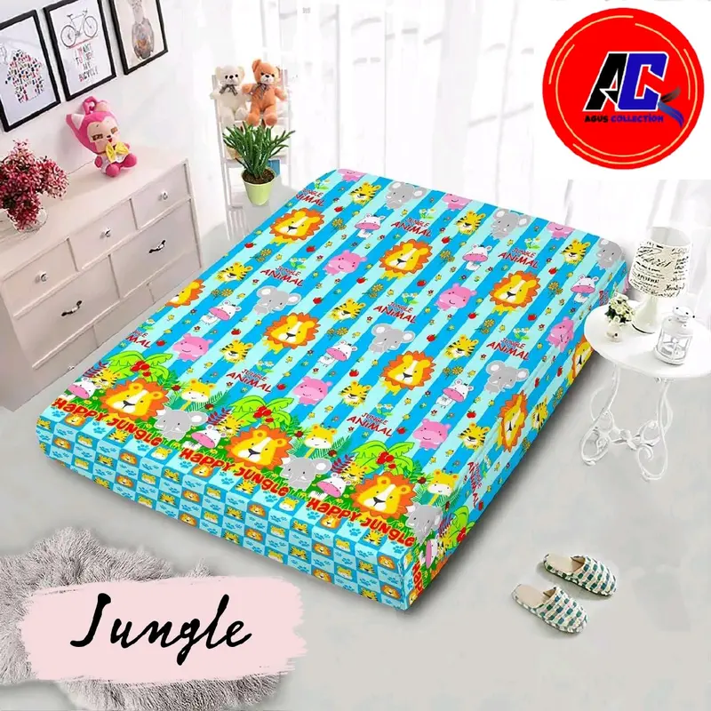 Sarung Kasur Busa Resleting Motif Flamingo UK.180x200 Bahan Katun Poliester//Seprei Resleting Motif Anak 7