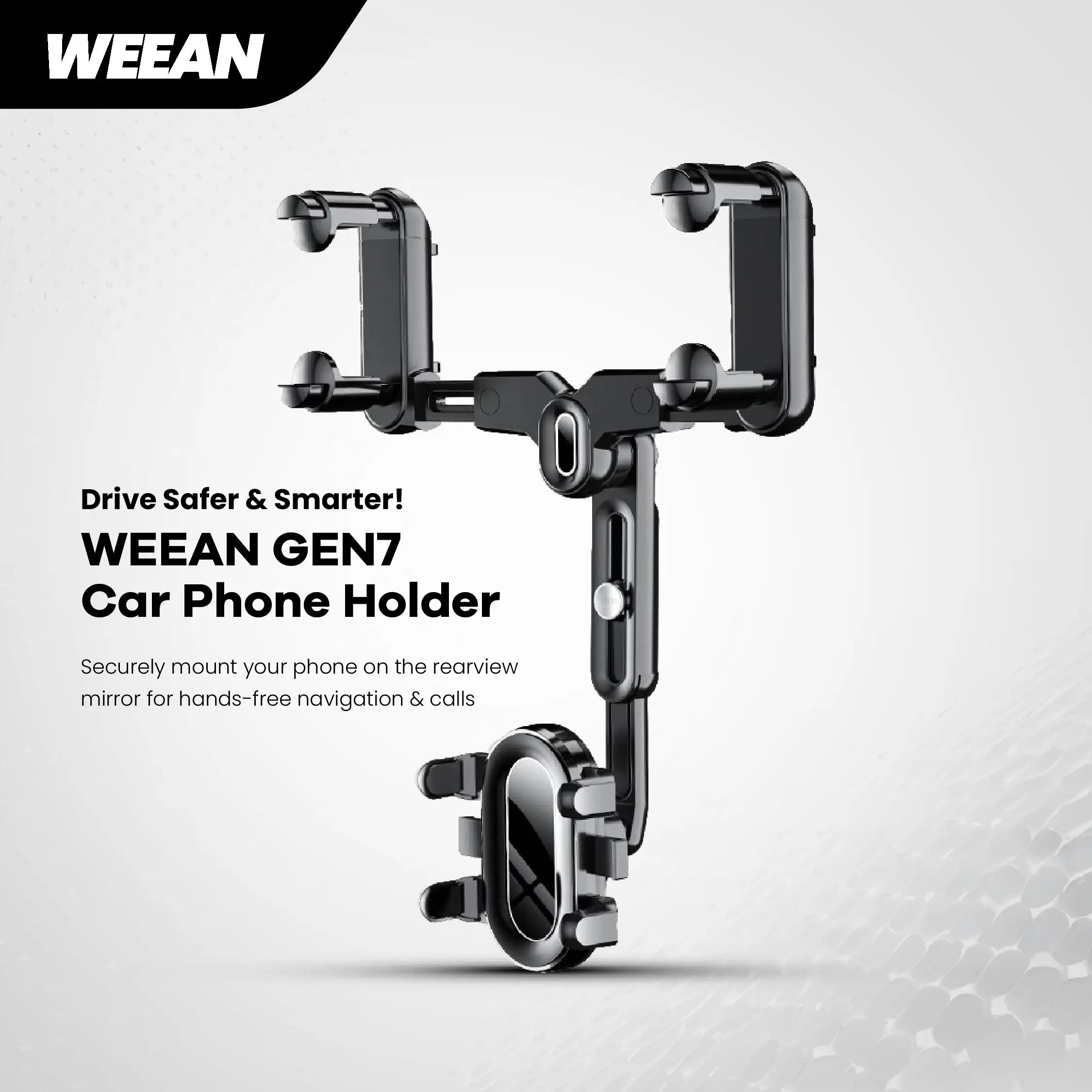 WEEAN GEN7 Car Phone Holder Jepit Kaca Spion Rotasi 360° Stabil & Fleksibel