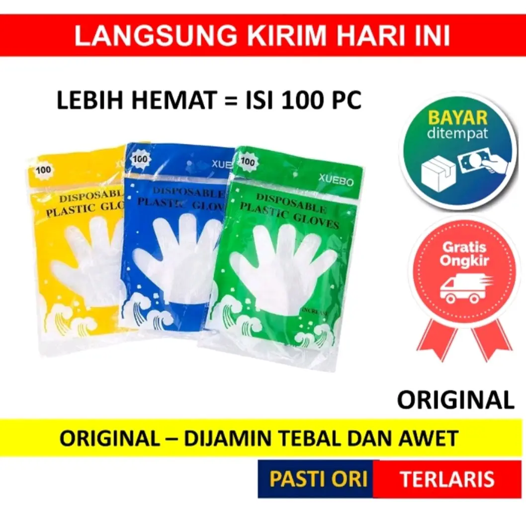 SC Sarung Tangan Plastik 1 Pak 100pcs Tebal Food Grade