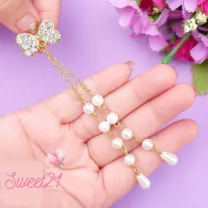 Sweet21 Bros Dagu Simpel Mutiara Susun Tetes Cantik Bros Mewah Juntai SWA0613