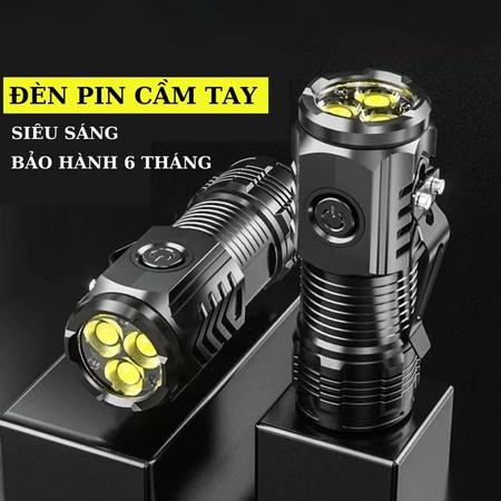  MOGEE Đèn pin cầm tay mini siêu sáng chiếu xa pin trâu 5 chế độ sáng đèn pin mini cầm tay có móc gài tiện dụng 