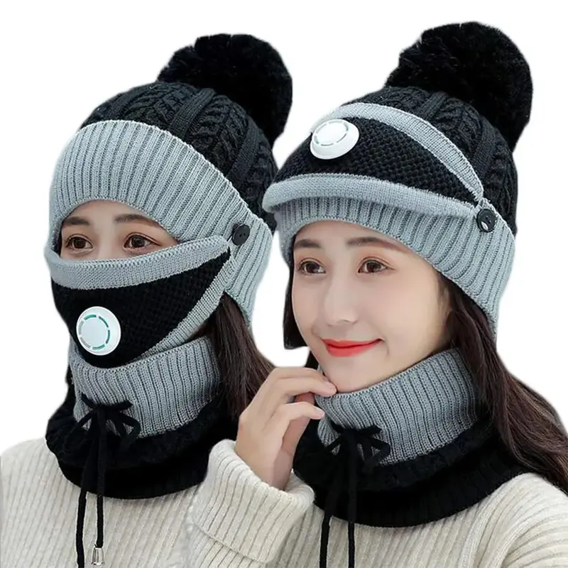 Kupluk Syal Masker 3 In 1 Khusus Wanita Korean Style Untuk Cuaca Dingin Import 0