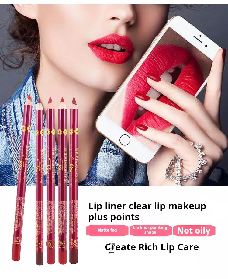 Yalaiyi 13-Color Lip Liner Waterproof Sweat-Proof Discoloration Resistant Matte Line Drawing Wooden Pole Lipstick Pen