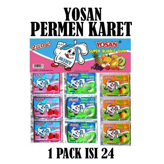 PERMEN KARET YOSAN 2 IN 1 ISI 24 PCS Gula Gum 5