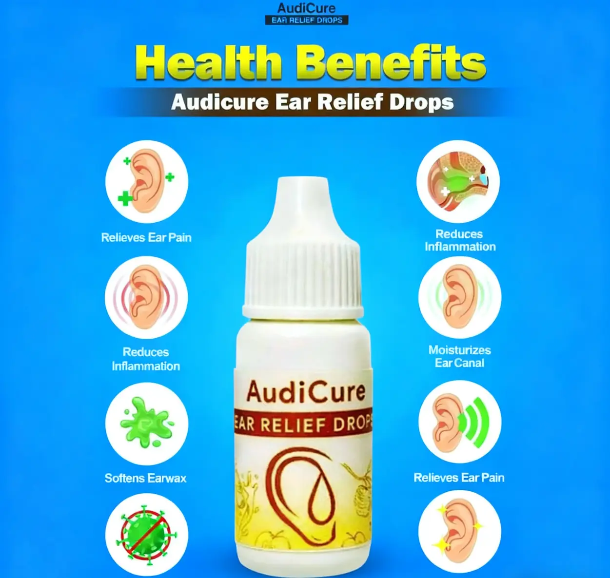 AudiCure Ear Relief Drops 4 Formula with Natural Ingredients Safe Ear ...