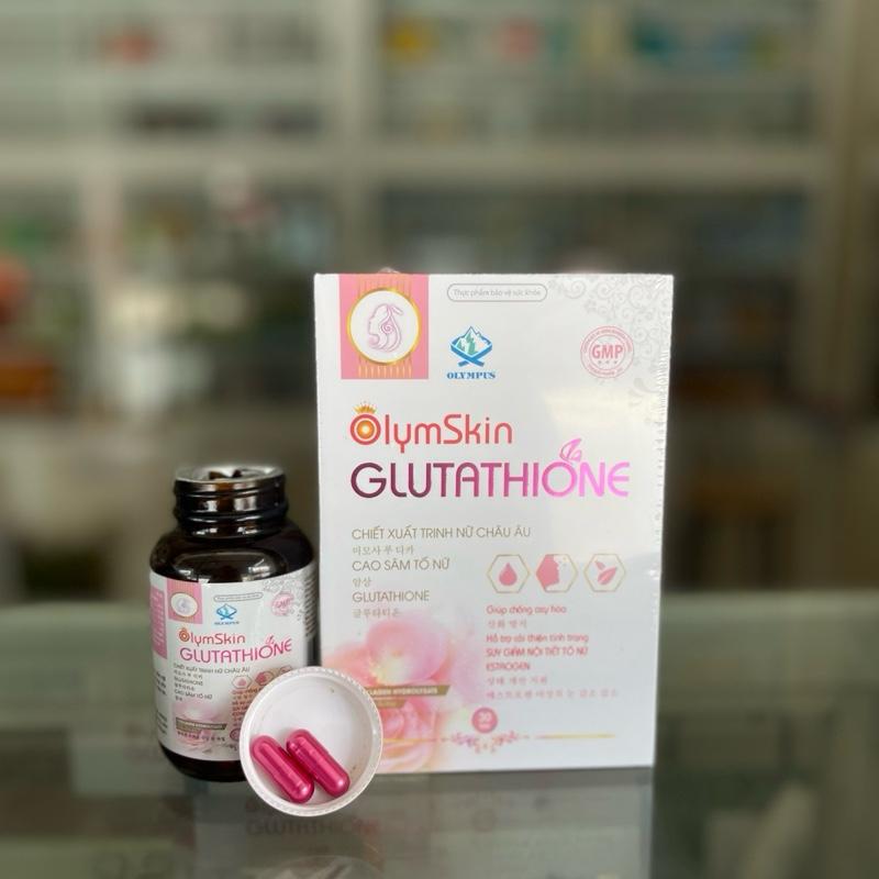 Combo trắng sáng da Olymskin Glutathione, vtm E va vtm c, hỗ trợ chống oxi hoá, cải thiện tình trạng suy giảm nội tiết tố nữ estrogen, giảm cáu gắt bốc hoả, khô hạn